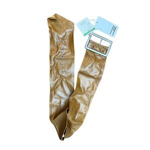 Vintage Wide Tan Belt with Silver Buckle